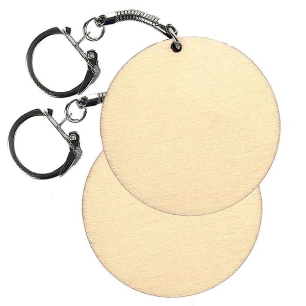 50 pyöreää puista avaimenperää Ø 5,5 cm Beige