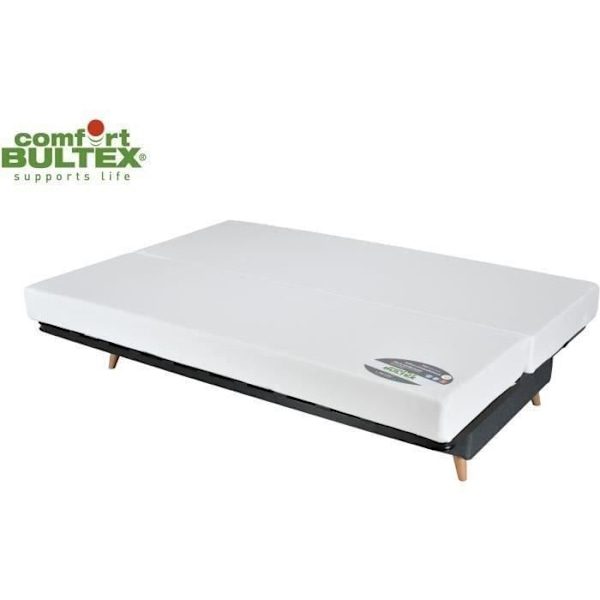 COMFORT BULTEX Click bænksæde - Blåt stof + Jungle dekorative puder - L193 x D95 x H101 - MONA Blå + Jungle dekorativa kuddar