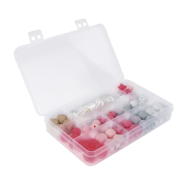 RAYHER 14860258 SILIKONEPERLER, ÆSKE MED 61 STK, AV. TRÆKKESNORE Rosa