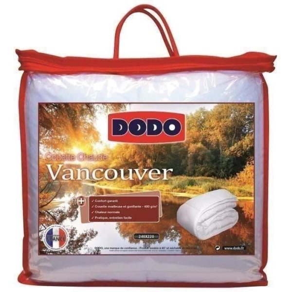 Vancouver varm dyne - 240 x 260 cm - 400gr/m² - Hvid - DODO Vit