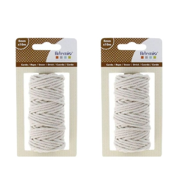 2 bomullssnören för makramé 10 m - Beige Beige