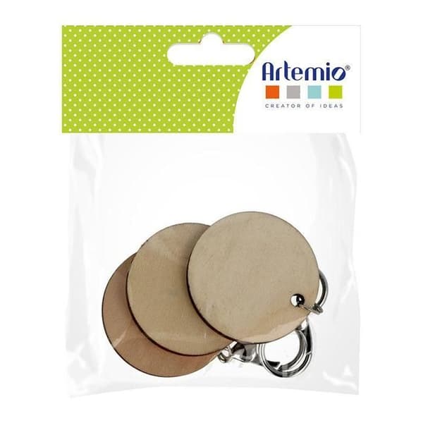 Avainpidike - ARTEMIO - Pyöreä puusta - 5 cm - Beige - 3 kpl Beige