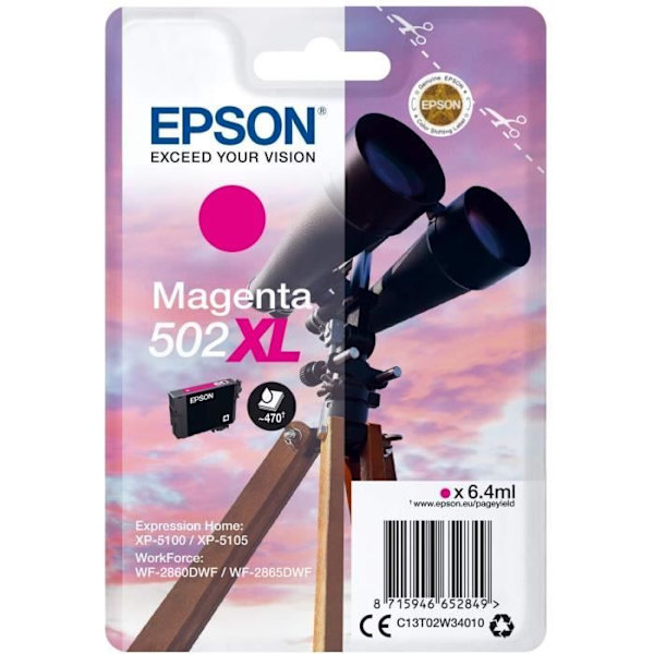 EPSON 502 XL Magenta mustepatruuna – kiikarit (C13T02W34020)