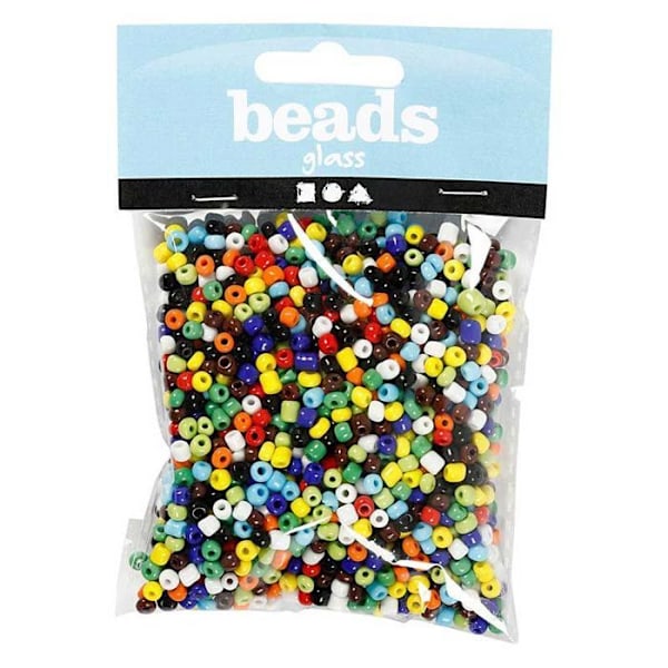 Perler af rocailles - Klare farver - 4 mm - 130 g - Barn - Unisex - Glas Ljusa färger