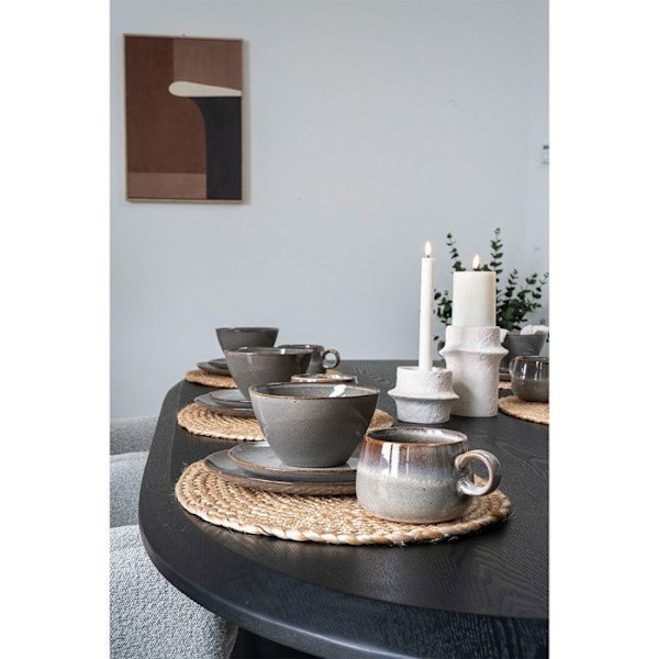 Set med 4 grå och bruna keramikskålar ø 15x9 cm Grå