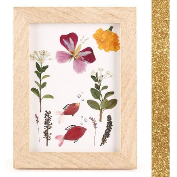 Herbariumram - Inte specificerad - 13 x 17 cm - Trä - Guldmaskeringstejp - Inredning Beige