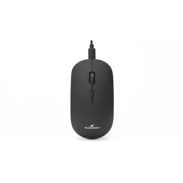 Trådløs Mus - BLUESTORK - OFFICE 100 - 2.4G + Bluetooth - Genopladelig - PC/MAC - Sort Svart