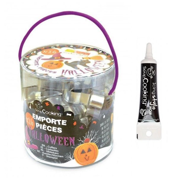 16 stk. Halloween kageudstikkere + sort madpen
