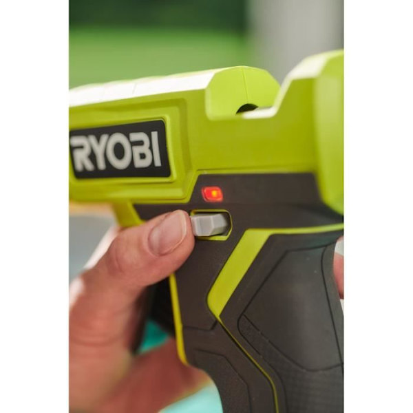 RYOBI - 18V ONE+ limpistol - varmes op på 3 min - varmeindikator - diam. pinde 12 mm - Med 3 lim - RGLU18-0 Grön / Träkol