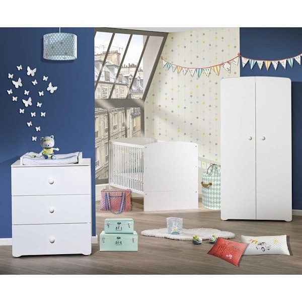 Lavasänky - 140x70cm - Babyprice Basic - Valkoinen puu Vit