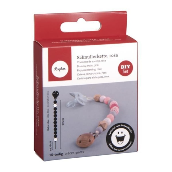 Kit: Suttekæde, pink, 15 stk., box-LS Flerfärgad