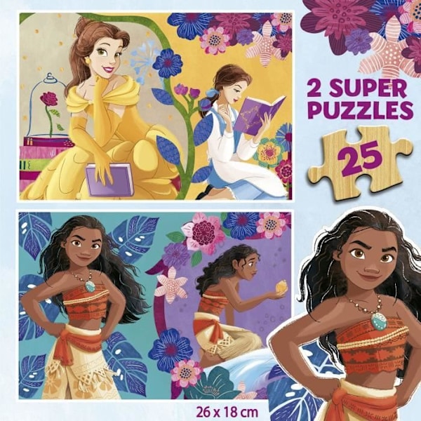 Disney Princess puinen palapeli (Bella + Moana) - 2x25 kpl Flerfärgad