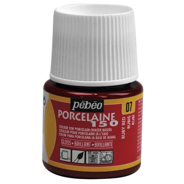Posliinimaali - Pébéo - 150 Brillant Rubis N°07 - 45ml pullo - Loistavat värit - Kypsennys 150°C Röd