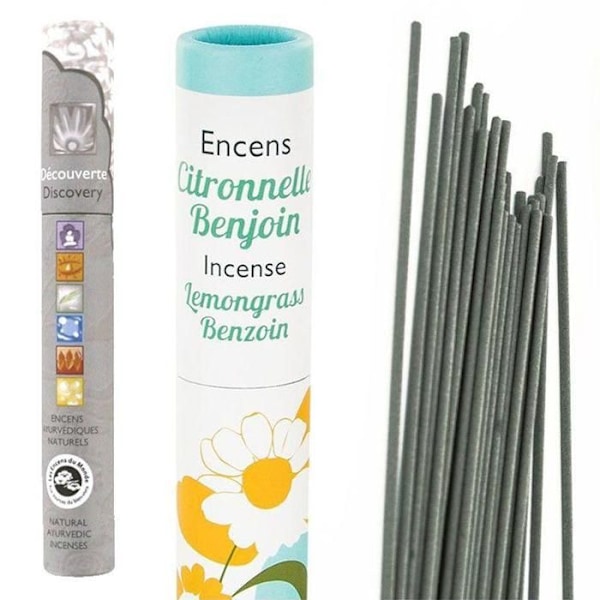 Citrongræs-benzoin røgelse 30 pinde + ayurvedisk røgelse 14 pinde