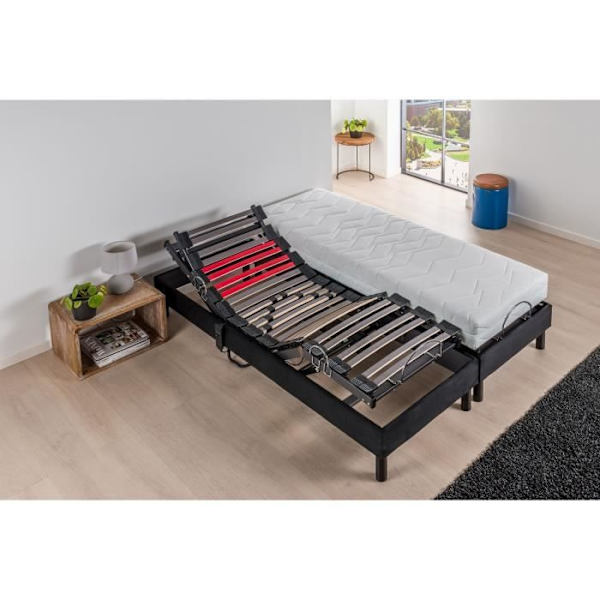 DEKODREAM Avslappningsset Skummadrass 2x90x200 cm + elektrisk TPR bas Grå