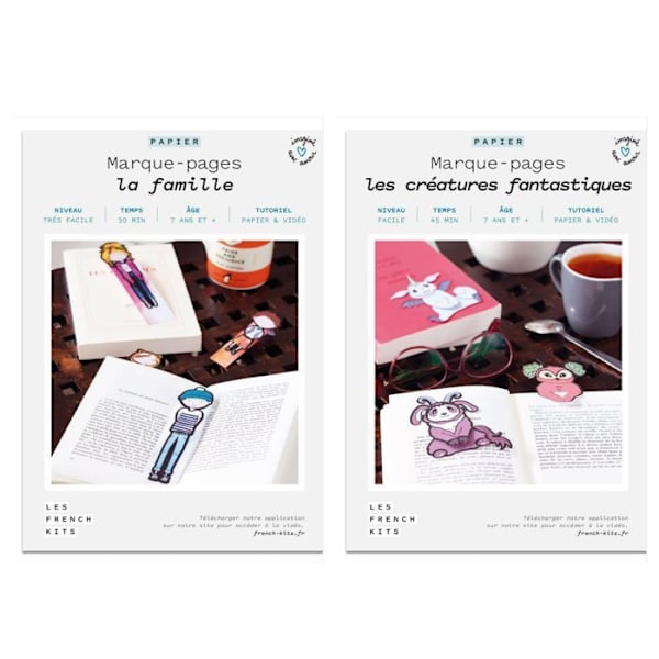 2 tee-se-itse paperilaatikkoa - 8 kirjanmerkkiä Flerfärgad
