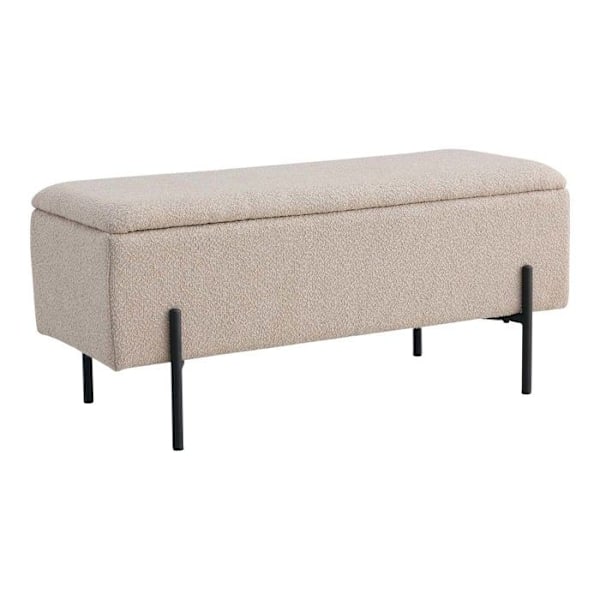 Bænk i beige loopet polyester med opbevaring og sorte ben 95 x 36,5 x 46 cm Beige