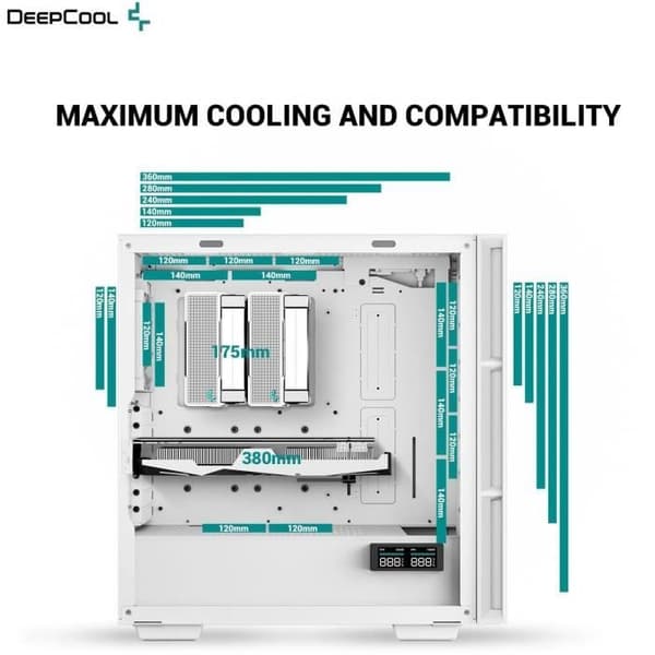 PC-kabinet uden strømforsyning - DEEPCOOL CH560 DIGITAL (Hvid) - Mellemtårn - E-ATX-format