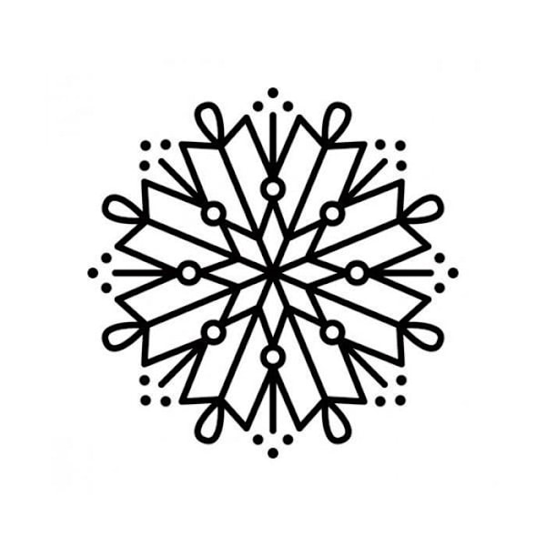 Trästämpel - Snowflake 8 grenar Vit