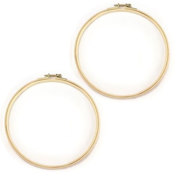 2 st träbroderibåge Ø 15 cm beige