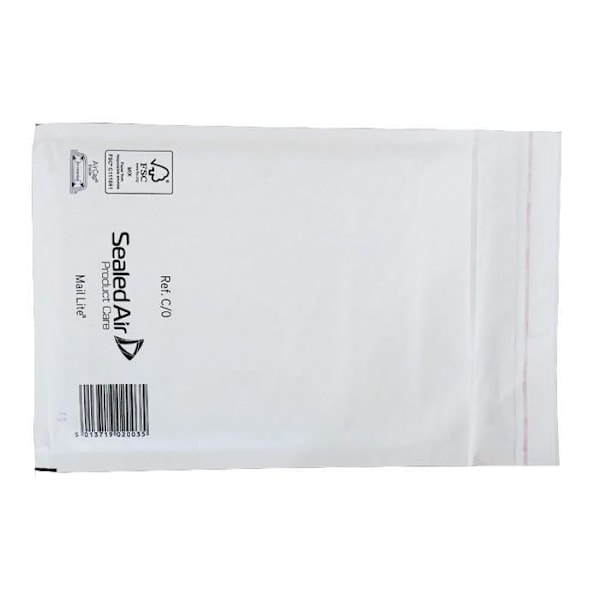 10 Boblekuverter polstret 21,5 x 15 cm Vit