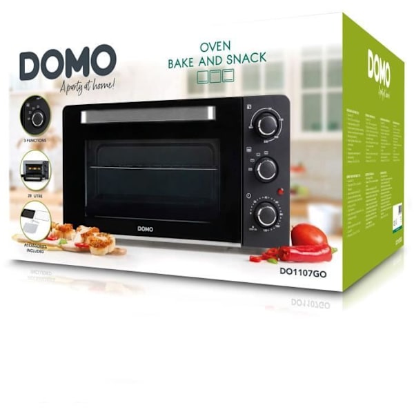 DOMO DO1107GO "bage og snack" miniovn - 28 L - sort - 1500watt - Svart