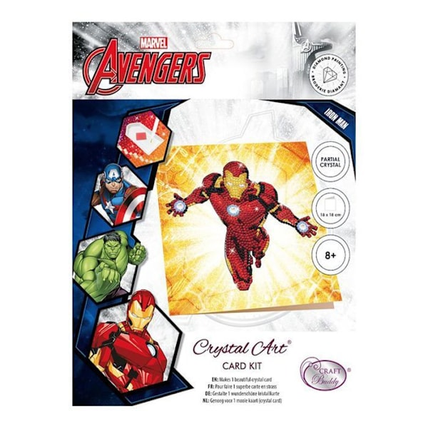 Crystal Art -kortti timanttiin - Ironman - 18 x 18 cm Flerfärgad