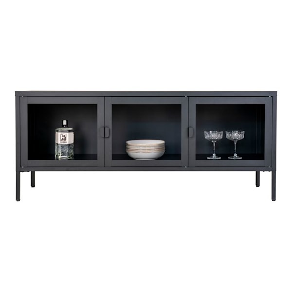 Brisbane Table TV, 3 glasdøre, sort. Svart