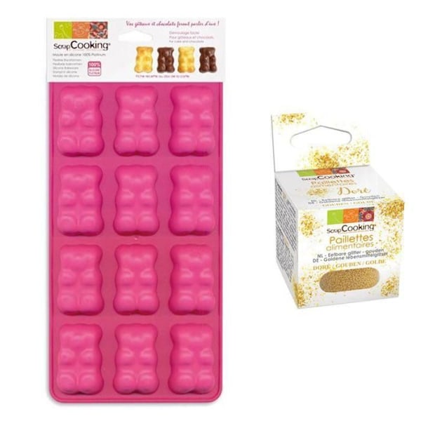 Marshmallow-choklad björnformar + gyllene glitter gyllene