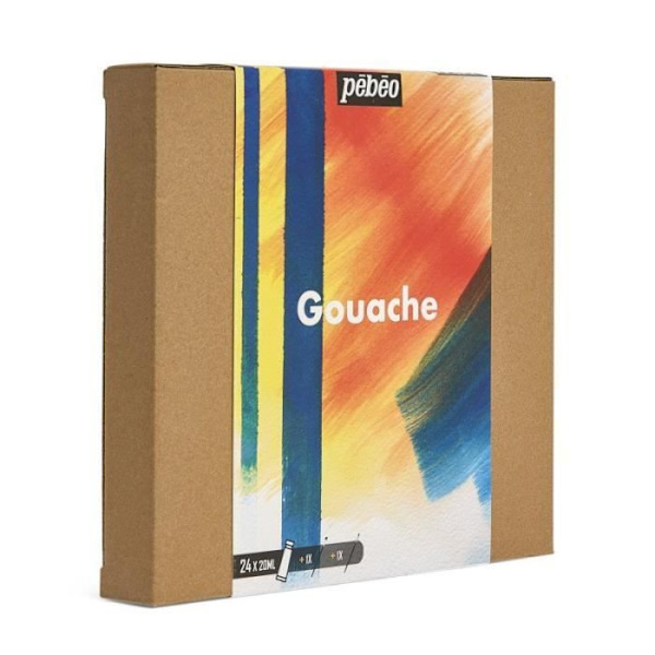 Pebeo - Kunstgrafik - Studio xl gouache - sæt med 24 rør 20 ml assorterede farver + tilbehør