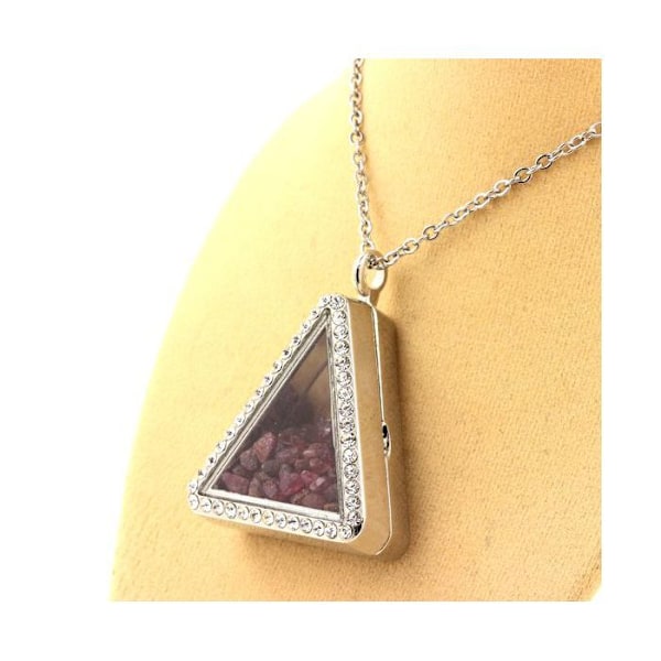 Kivet ja Mineraalit. Raw Ruby kaulakoru. Kolmion malli. Röd