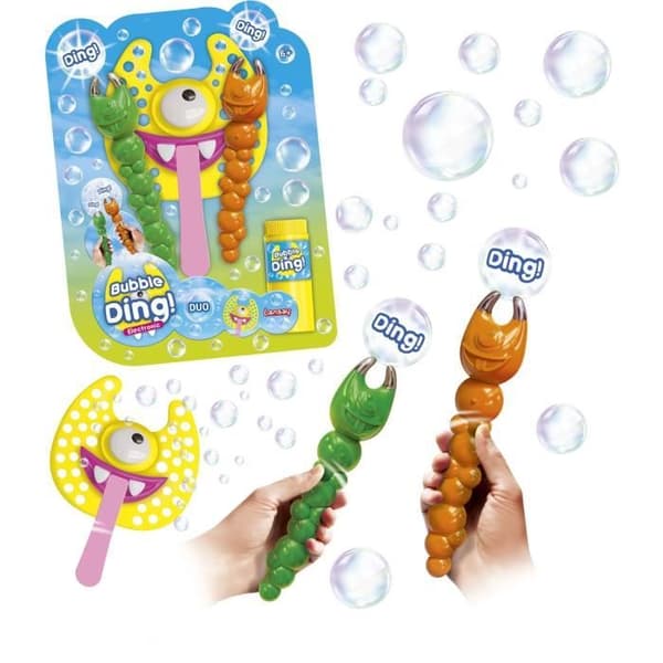 Såpbubblespel - LANSAY - 25640 - Bubbles Party - Bubble Ding Duo Electronic Grönt och brunt