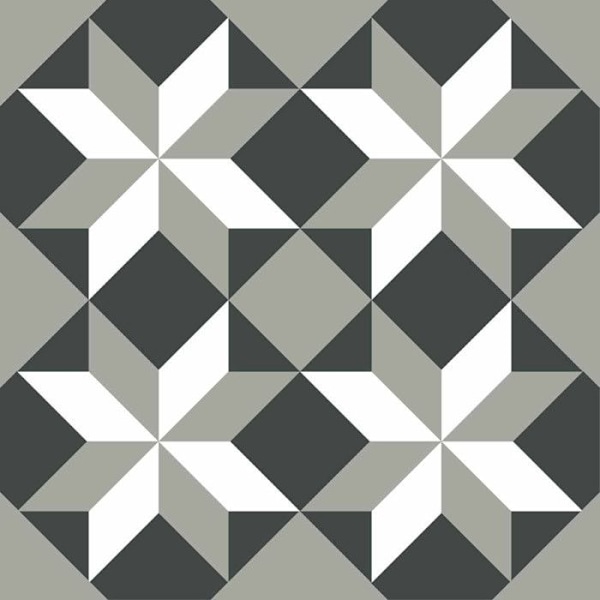Etikette - Draeger Paris - Geometriske Stjerner - 15x15 cm - Giftfri - Moderne Design Grå