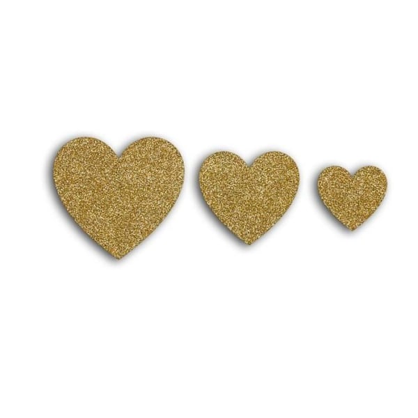 12 glittrande hjärtan - guld gyllene
