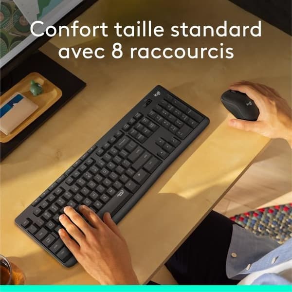 Sættet Klaver Mus - Trådløs - Logitech - MK295 - AZERTY - Sort