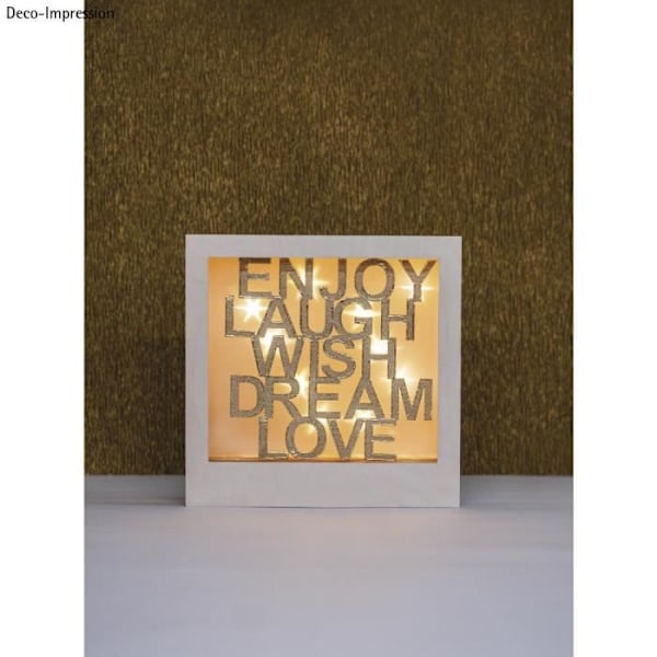 Dekorativ skylt - Text. - Njut, Skratta, Önska... - FSC 100% - 18,7x18cm - Mixad