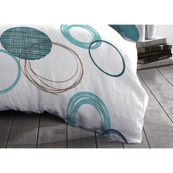 HOME LINGE PASSION Audace påslakanset - täcke 140 x 200 cm + 2 örngott 63x63 cm - Ankblå Blå Anka