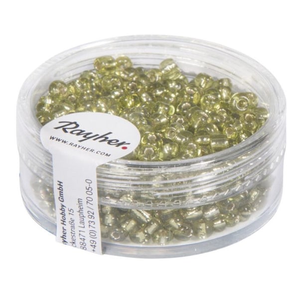 Perle rocaille med silverfärgad utsmyckning Ljusgrön Ø2,6mm 16 g Grön