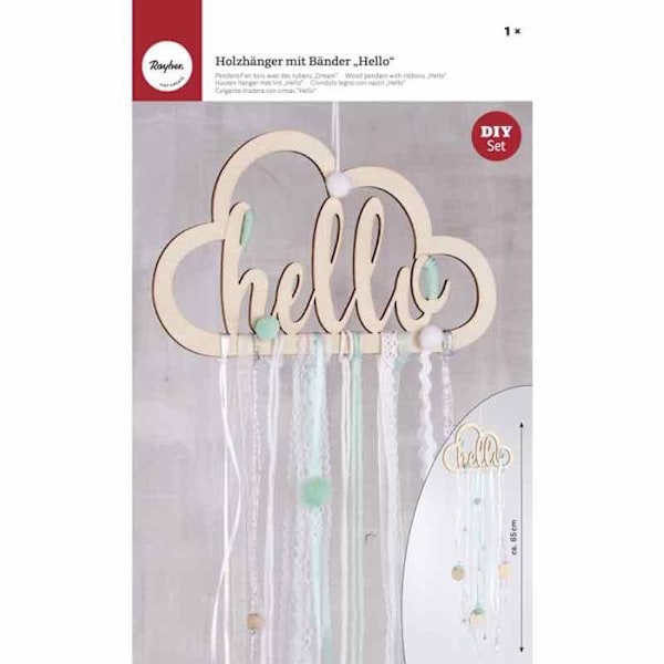 DIY vægophængsæt - HELLO - 65 cm - Asymmetrisk - Indendørs - Original dekoration Grön