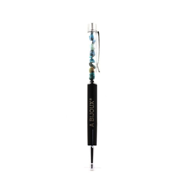 Sten og mineraler. Chrysocolla mineral pen fra USA. Sort farve. Svart