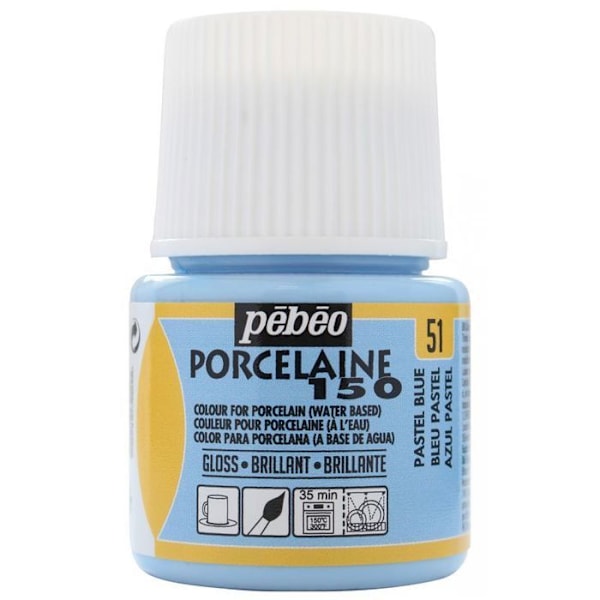 Blank vandbaseret porcelænsmaling - Pastelblå - 45 ml Blå