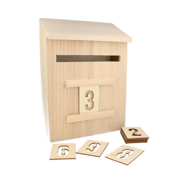 Puinen postilaatikko + numerot Beige