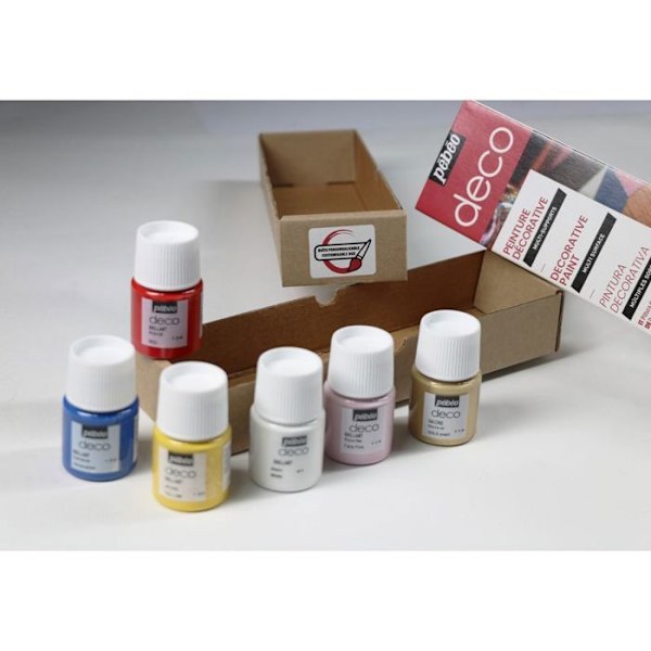Initieringsboks - PEBEO - Dekorativ maling - 6 potter á 20 ml - Hvid farve - Blandet Flerfärgad