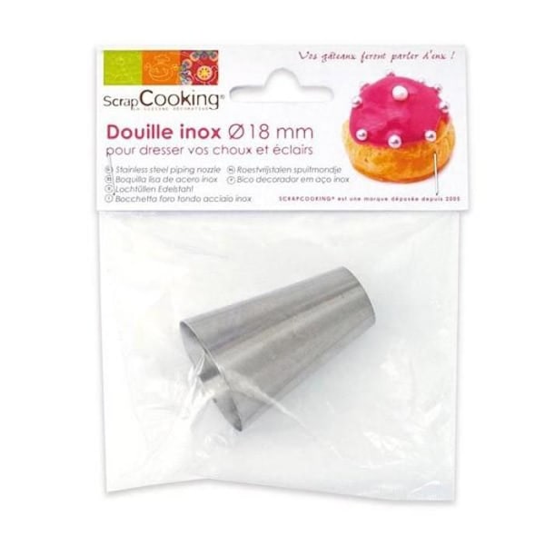 Ruostumattomasta teräksestä valmistettu suutin - Scrapcooking - 18 mm - Ihanteellinen choux- ja éclaireille - Helppo huoltaa - Ø 3,5 x 5 cm