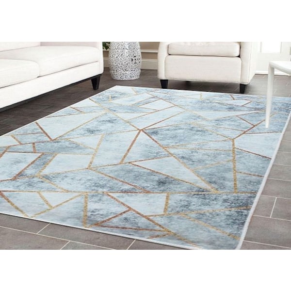 Matta - MANI TEXTILE - Modern - Ljusgrå/Guld - 200x290 cm - Halkfri Ljusgrå/guld