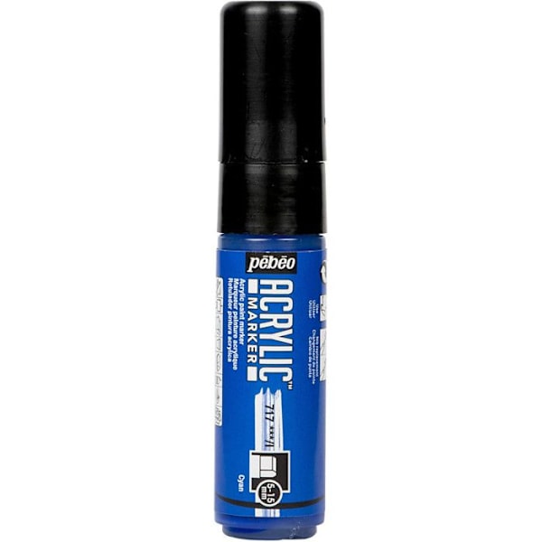 Acrylmarker - PEBEO - Acrylmarker - Tjock spets 5/15 mm - Färg Cyan - Mixad Cyan