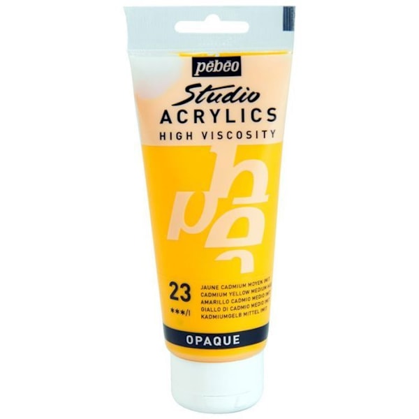 Akrylfärg - Pébéo - Studio - Medium Cadmium Yellow - 100 ml - Satin Medium Kadmium Gul