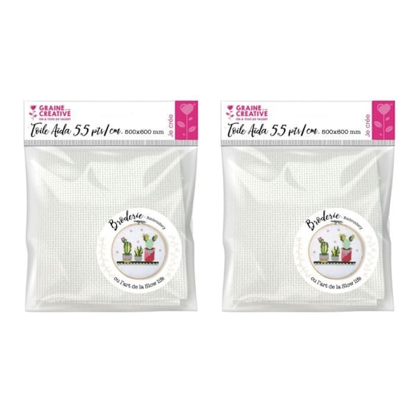 2 st Aida dukar 5,5 pts/cm vit 50 x 60 cm