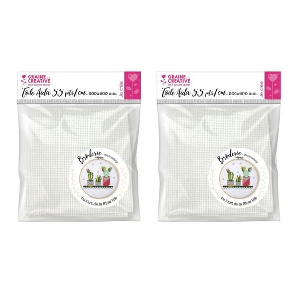 2 st Aida dukar 5,5 pts/cm vit 50 x 60 cm Vit