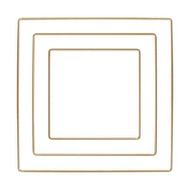 3 Guld fyrkantiga metallringar - 20, 25 och 30 cm
